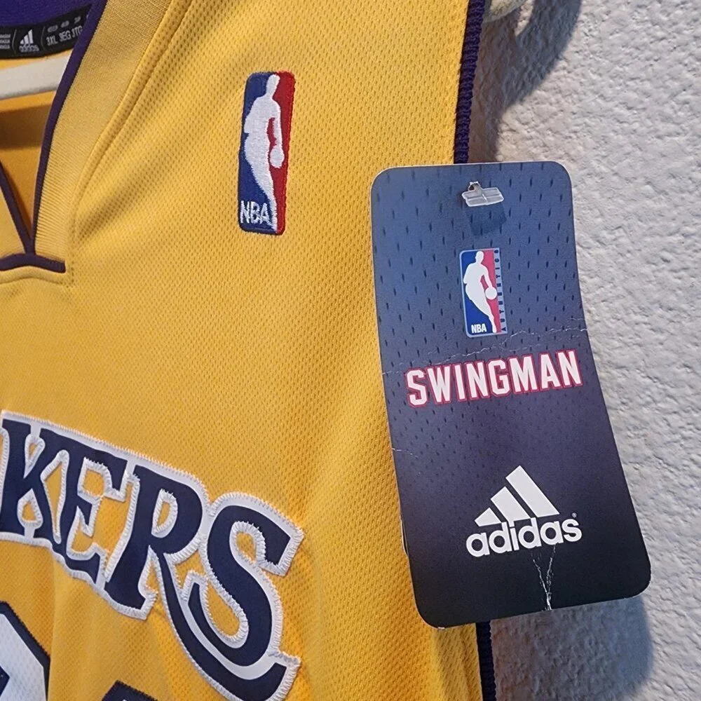 Kobe Bryant 24 Los Angeles Lakers Gold Purple Adidas NBA Jersey Mens 3XL